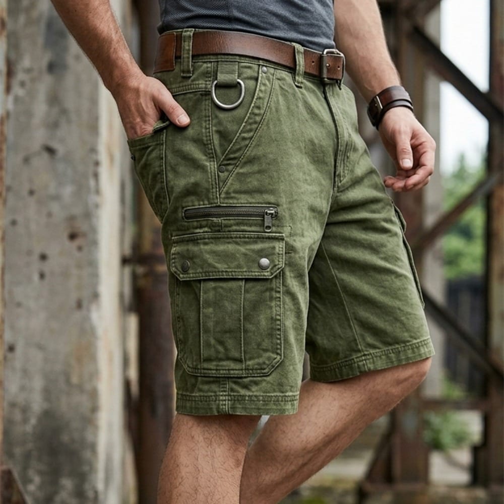 Elias cargoshorts in een roze tint, gestyled met sneakers en een pet, voor een jeugdige en trendy uitstraling.