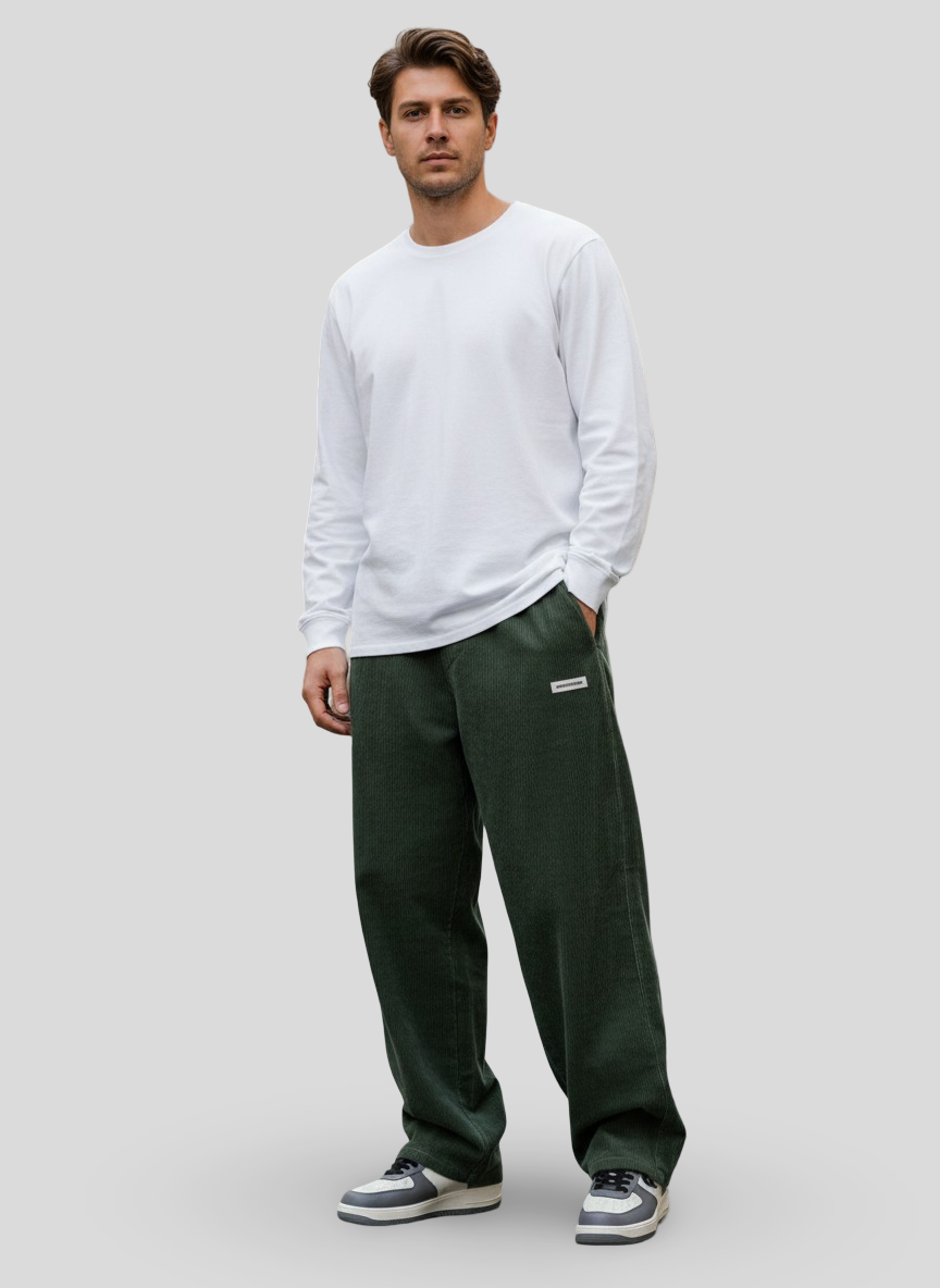 Lucas | Wijde Ribfluweel Broek