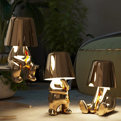 RayDudes™ Draadloze Tafellamp Goud - Unieke Touch Lamp 'Gouden Mannetjes'