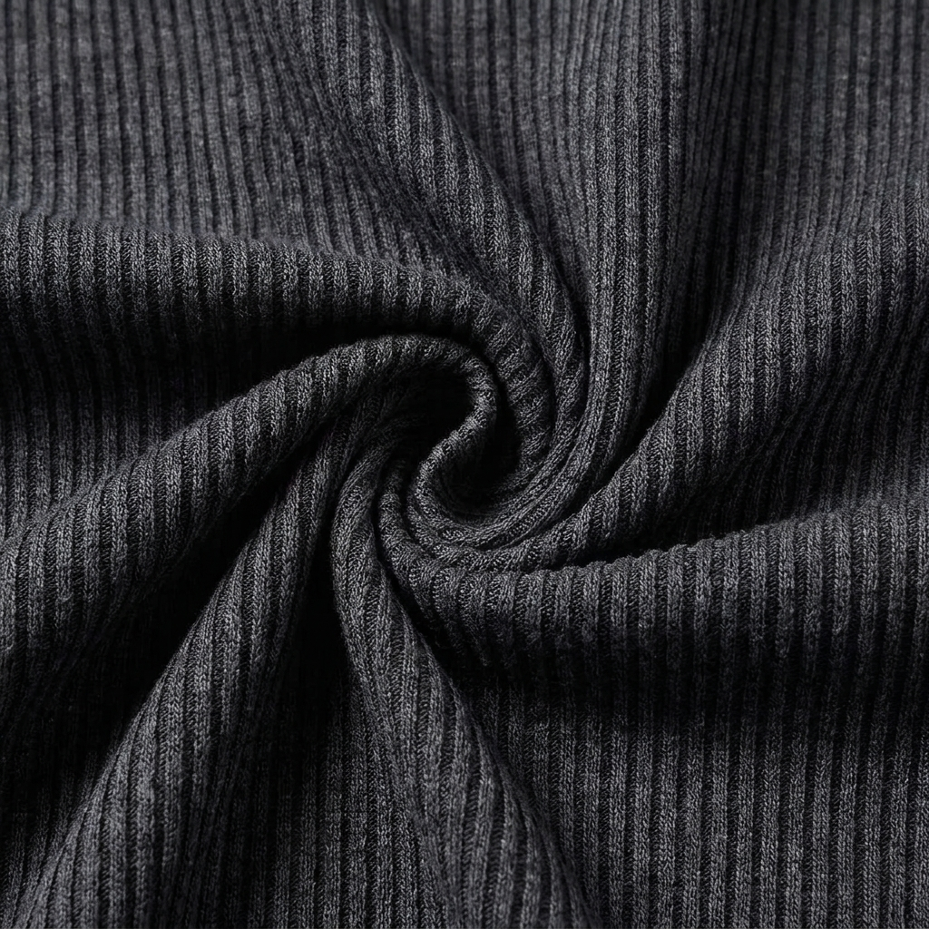 De bruine gebreide Henley sweater plat gelegd op een neutrale achtergrond, met aandacht voor de nette afwerking en details.