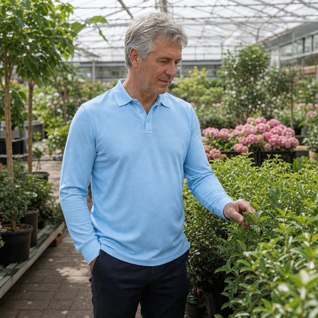 Mick heren poloshirt in bordeauxrood, plat gelegd, met focus op de algemene vorm en kleur.