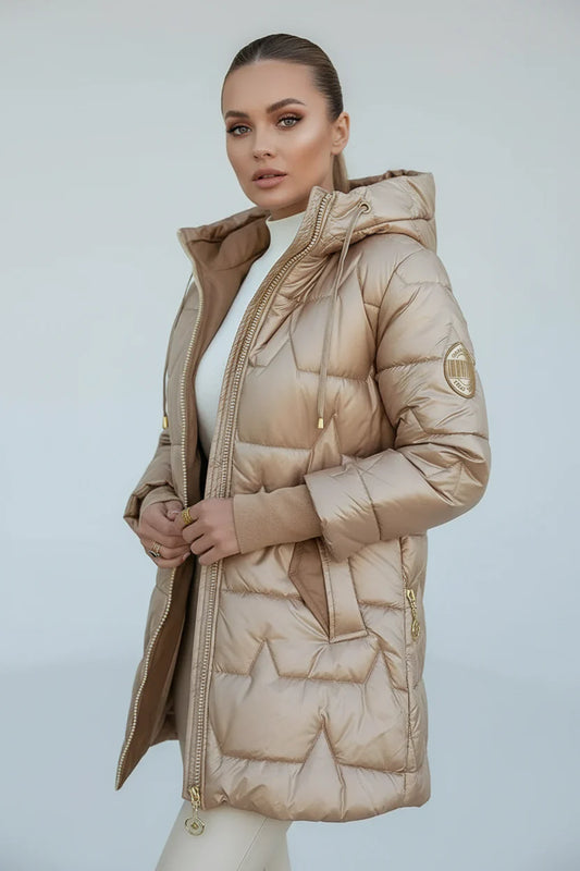 Alina | Lange Gewatteerde Winterjas