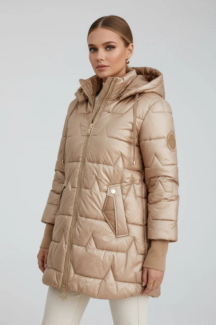 Alina | Lange Gewatteerde Winterjas
