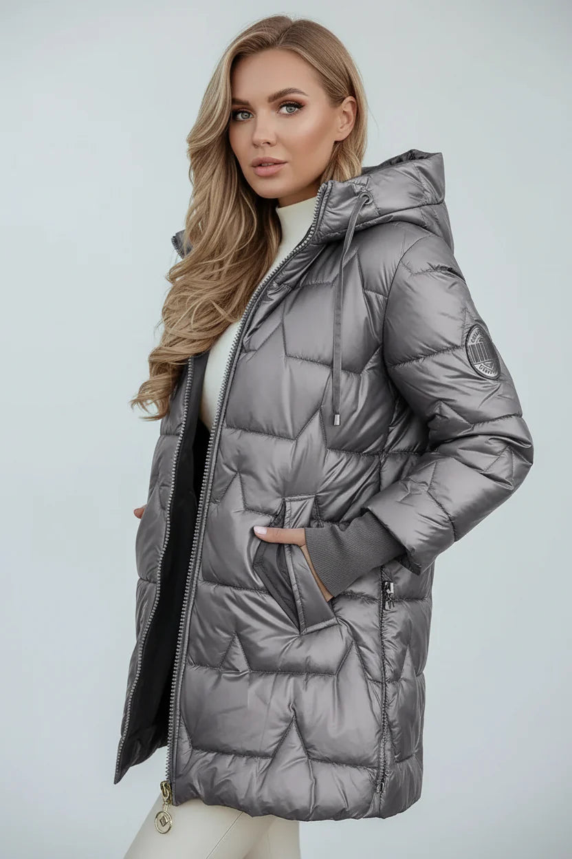 Alina | Lange Gewatteerde Winterjas