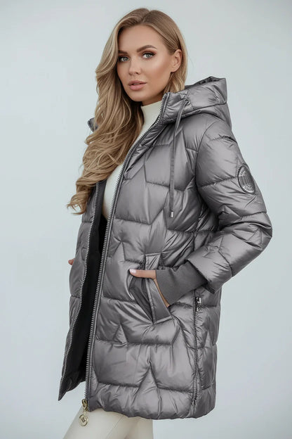 Alina | Lange Gewatteerde Winterjas