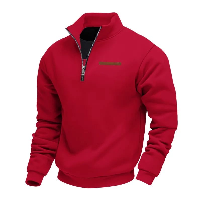 Achteraanzicht van de stijlvolle sweater, waarbij de pasvorm en de kwaliteit van de stof duidelijk zichtbaar zijn.
