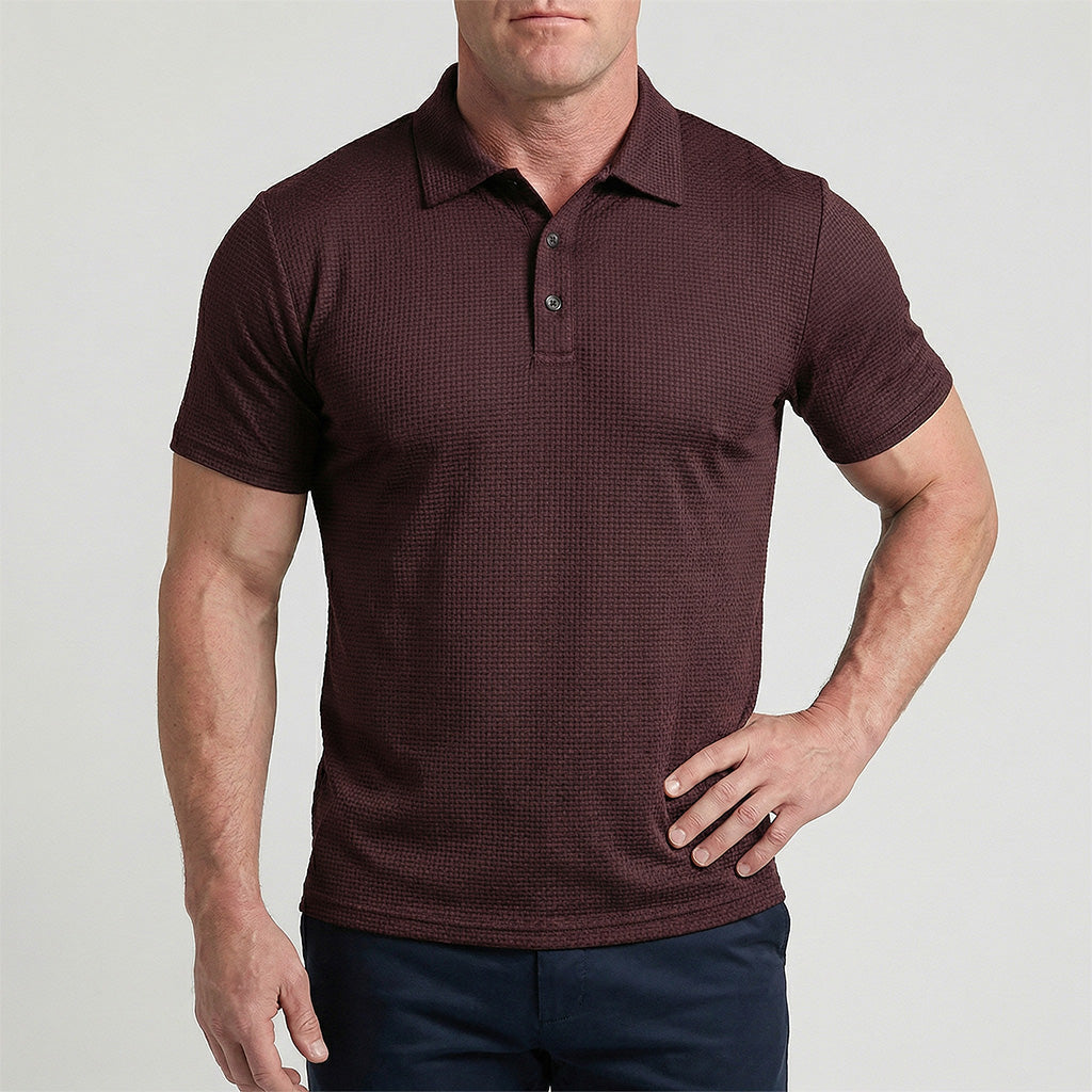 Achterkant van het Jorin herenpoloshirt in Zilverhout Grijs, met een blik op de rug