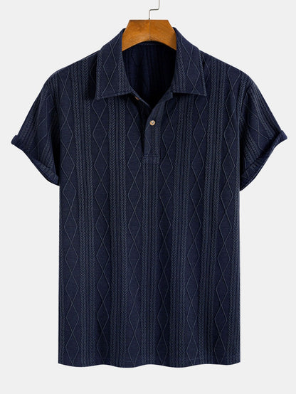 Gebreide Geometrische Ruit Jacquard Polo