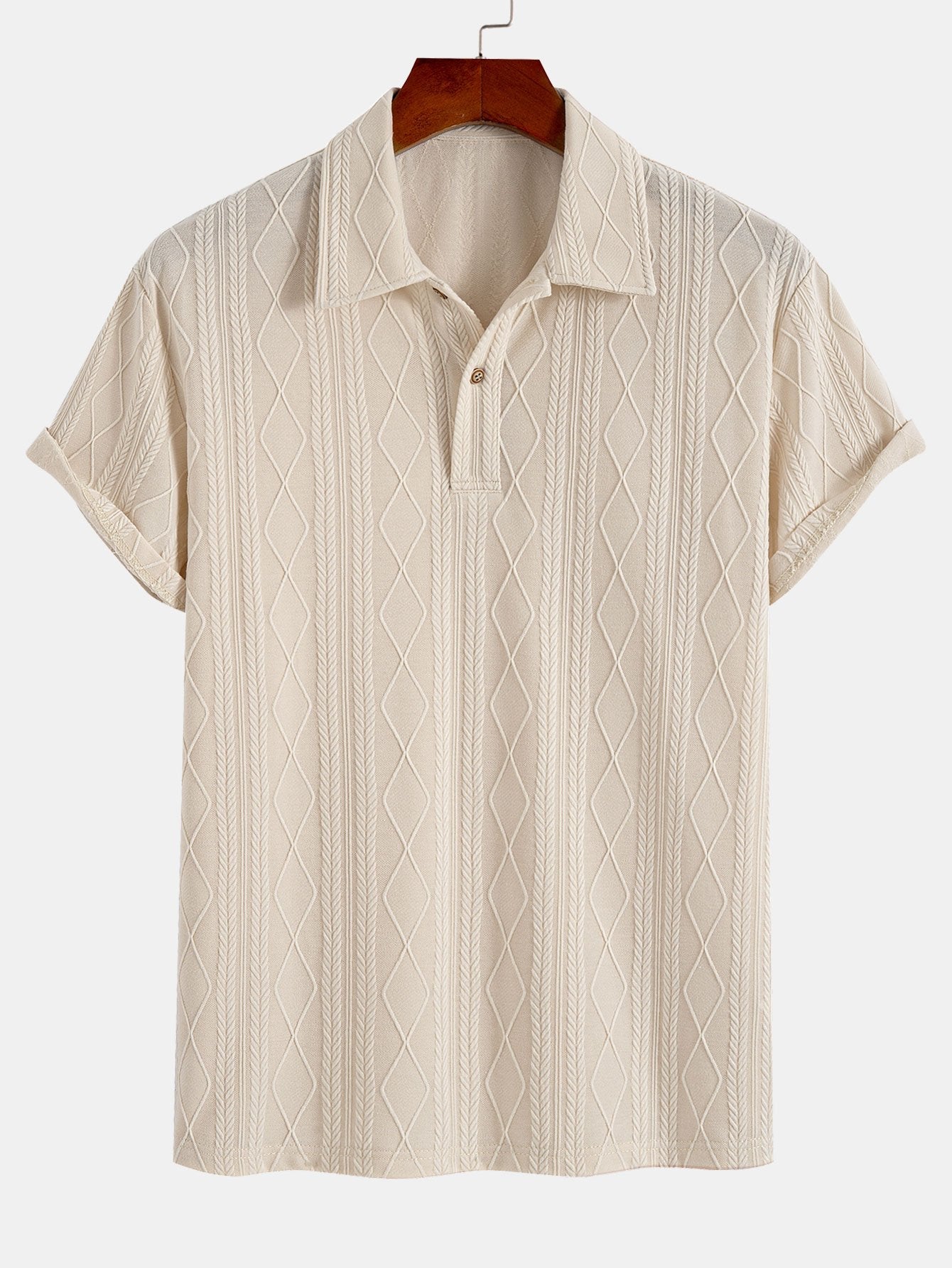 Gebreide Geometrische Ruit Jacquard Polo