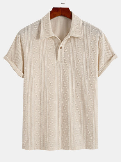 Gebreide Geometrische Ruit Jacquard Polo