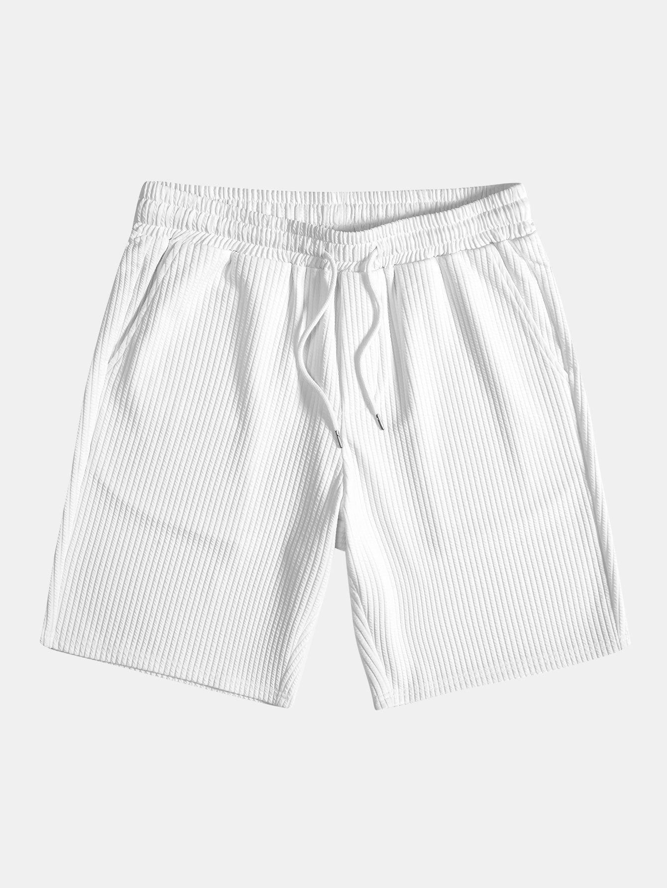Muscle Fit Geribbelde Staande Kraag Shirt & Shorts
