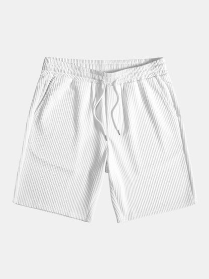 Muscle Fit Geribbelde Staande Kraag Shirt & Shorts