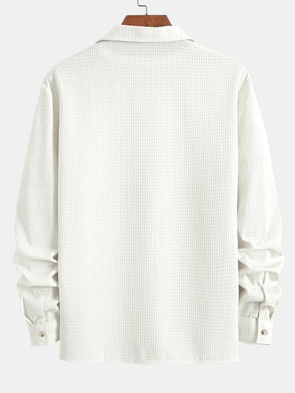 Langarm Wafel Cuban Collar Shirt