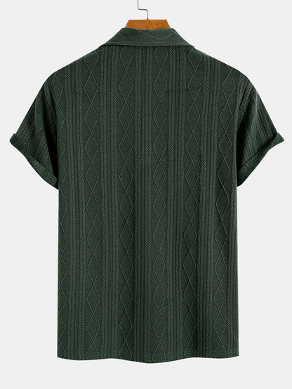 Gebreide Geometrische Ruit Jacquard Polo