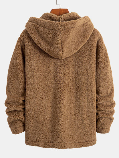 Teddy Fleece Knop-Up Hoodie Jas