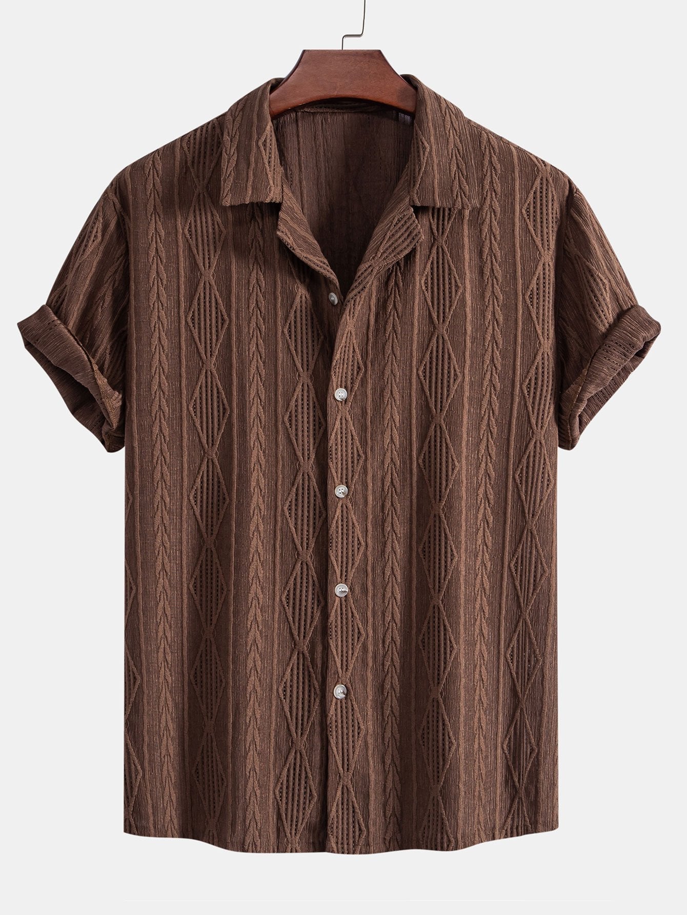 Geometrisch Jacquard Cubaanse Shirt