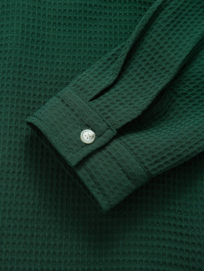 Langarm Wafel Cuban Collar Shirt