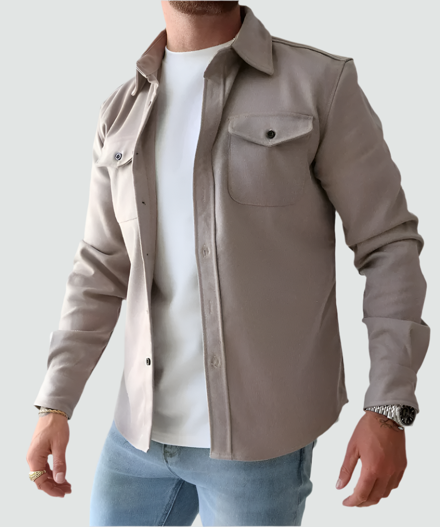 Jules overshirt in klassiek zwart, getoond vanaf de voorkant, ideaal voor heren.