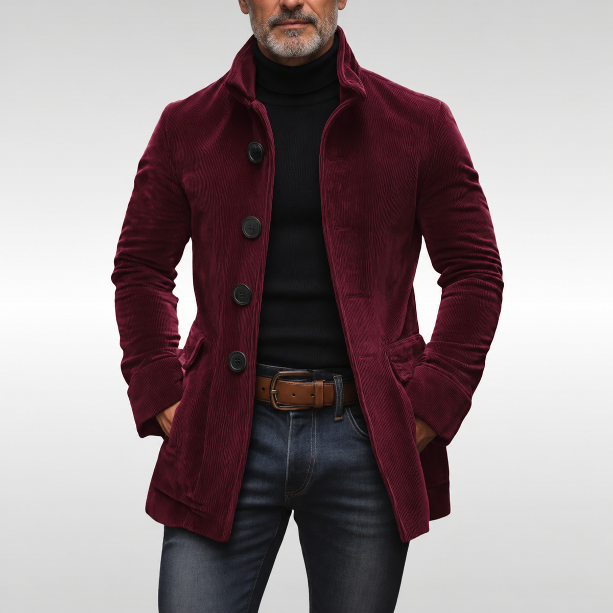 Koen | Verfijnde Corduroy Jas - Rood