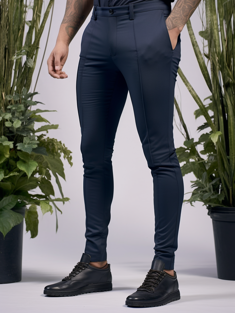 Stoftextuur van de kreukvrije Lennox broek, close-up om de fijne weving en soepelheid te tonen.
