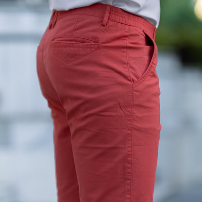 Detailopname van de stof van de Loris herenshorts, met de fijne weving van het 100% premium katoen.