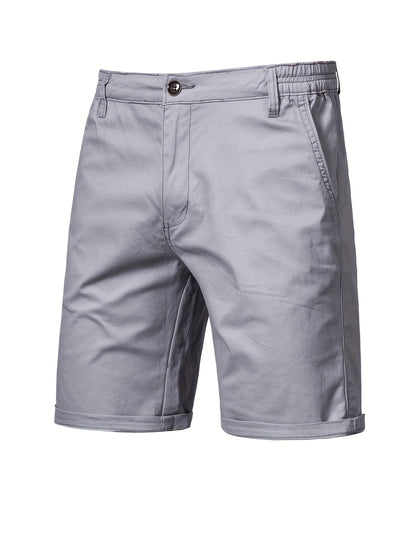 Donkergrijze katoenen shorts, zijaanzicht van de broekspijp.
