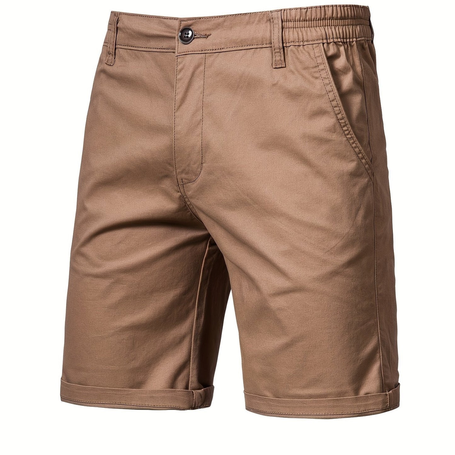 Witte katoenen shorts, detail van de knoop en rits.