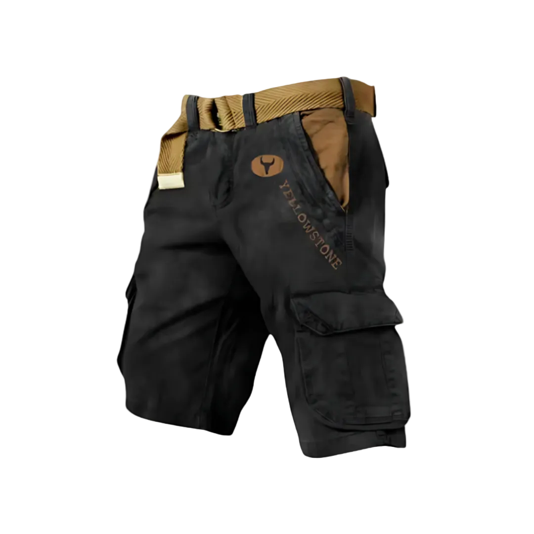 Noel cargoshorts voor heren in marineblauw, voorzijde met geopende zakken