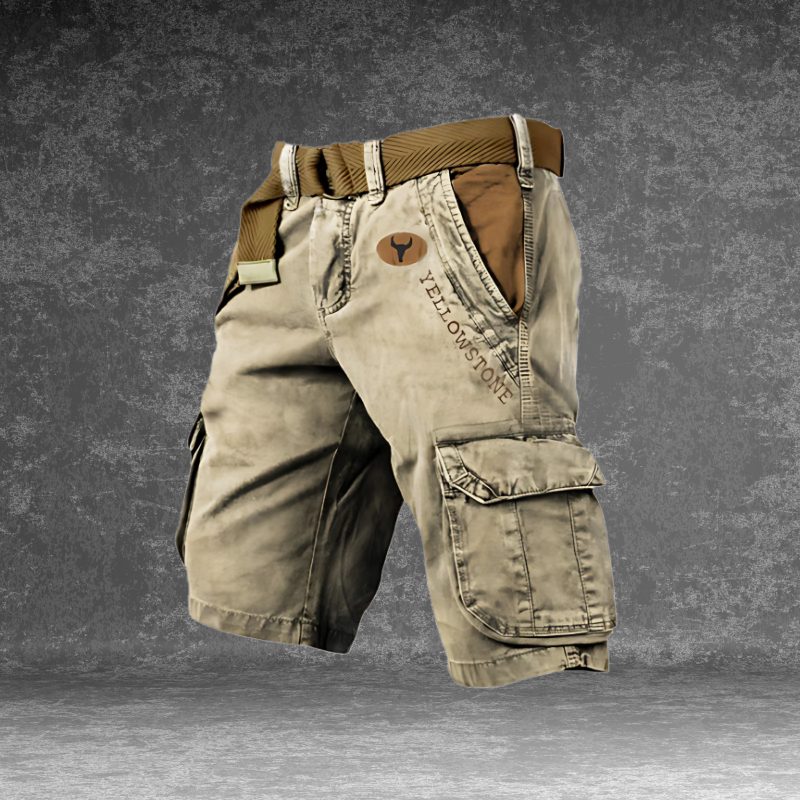 Detail van de sluiting en het subtiele logo op de Noel cargoshorts