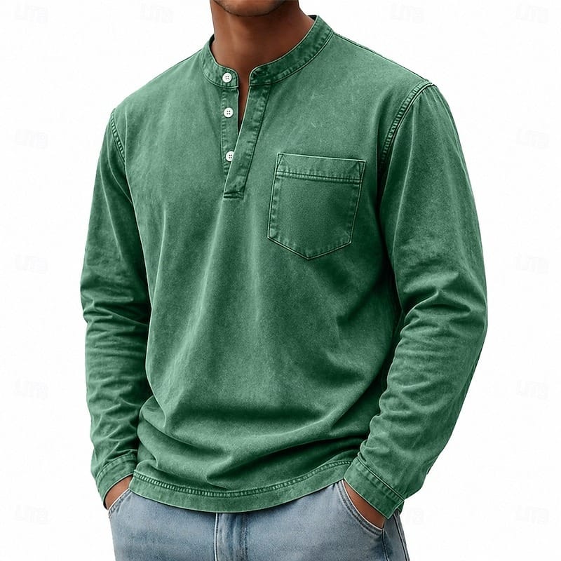 Otis Henley shirt in diep marineblauw, vooraanzicht op een effen achtergrond, duidelijk zichtbaar.