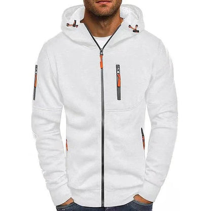 Stapel opgevouwen Otto hoodies in diverse kleuren (wit, zwart, rood), benadrukt de veelzijdigheid en kleuropties.