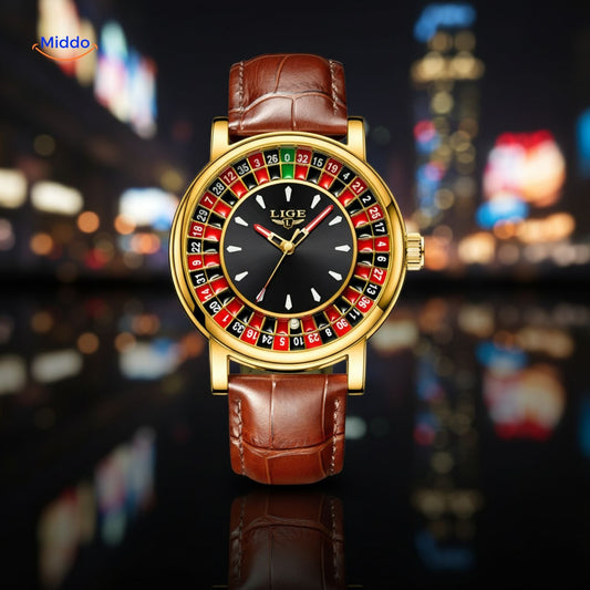 Roulettix™ Luxe Herenhorloge - Waterdicht, Lichtgevende Wijzers & Chronograaf