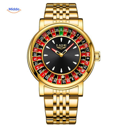 Roulettix™ Luxe Herenhorloge - Waterdicht, Lichtgevende Wijzers & Chronograaf