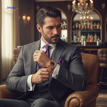 Roulettix™ Luxe Herenhorloge - Waterdicht, Lichtgevende Wijzers & Chronograaf