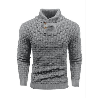 Luxe Heren Trui met Reliëf Structuur - Pullover met Opstaande Kraag