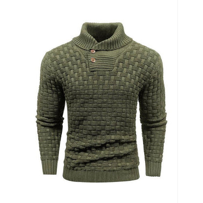 Luxe Heren Trui met Reliëf Structuur - Pullover met Opstaande Kraag