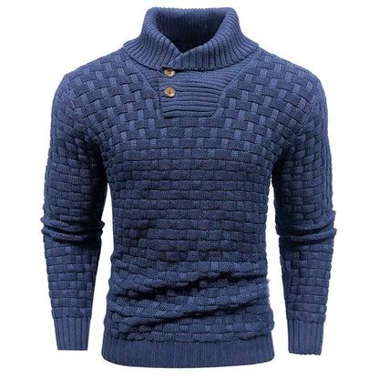Luxe Heren Trui met Reliëf Structuur - Pullover met Opstaande Kraag