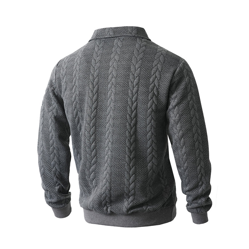 Klassieke Herentrui met Half-Zip Rits - Gebreide Trui met Kabelpatroon