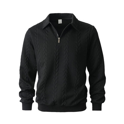 Klassieke Herentrui met Half-Zip Rits - Gebreide Trui met Kabelpatroon