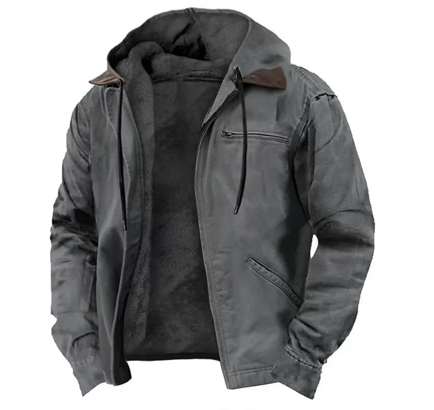 Zeno fleece jas voor heren, close-up van de kraag en de stofstructuur, benadrukt de kwaliteit.